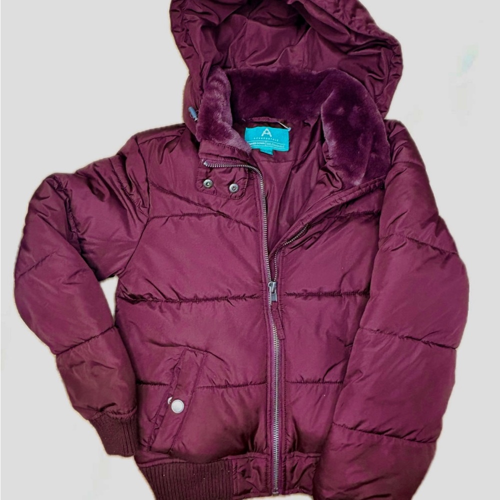Aeropostale Burgundy Faux Fur Jacket
